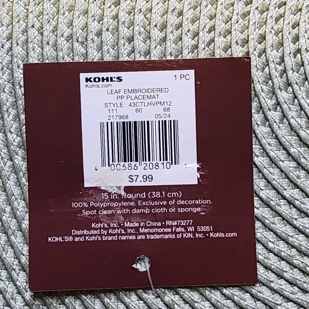 NEW 2 Set Celebrate Together Gray Embroider Fall Leaves Woven 15